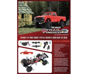 RC4WD 1/24 Trail Finder 2 RTR w/ Mojave II Hard Body Set (Red) 
