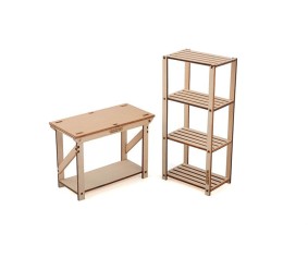 RC4WD 1/10 Wood Garage Shelves and Work Bench Set