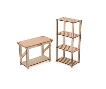 RC4WD 1/10 Wood Garage Shelves and Work Bench Set