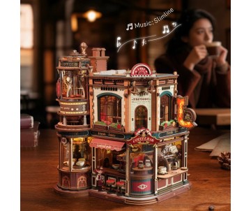 ROKR Dream Coffee Factory Music Box Wooden 3D Puzzle