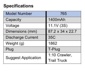 Reedy WolfPack LiPo Mini 1400mAh 35C 3S 11.1V with T-plug