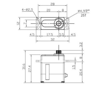 Reefs 179 Smart Brushless Programmable Micro Servo or Winch, Requires 25T Micro Spline Servo Horn - 179oz 0.06sec@8.4V