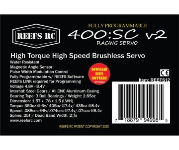 Reefs 400:SC V2 Programmable Water Resistant Servo - 435oz 0.07sec@8.4V