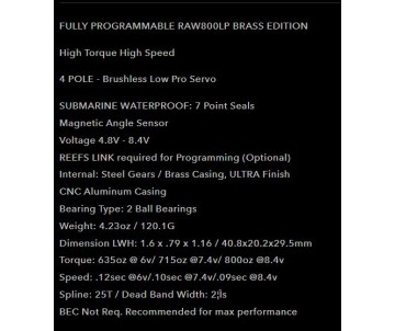 Reefs RAW800LP Brass Edition - Servo Programmable