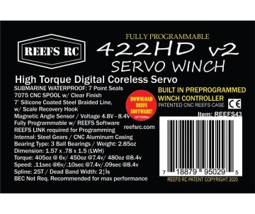 Reefs 422HDv2 Servo Winch w/ Built In Controller Submarine Waterproof - 480oz 0.09sec@8.4V