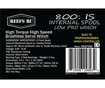 Reefs 800 IS Comp Spec Internal Spool Servo Winch Submarine Waterproof - 960oz 0.06sec@8.4V