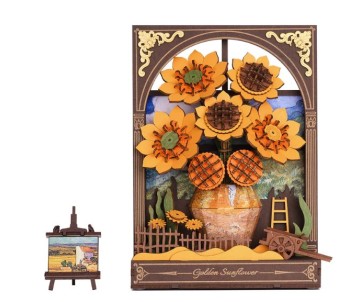 Rowood Golden Sunflower Wall Art 3D Wooden Puzzle