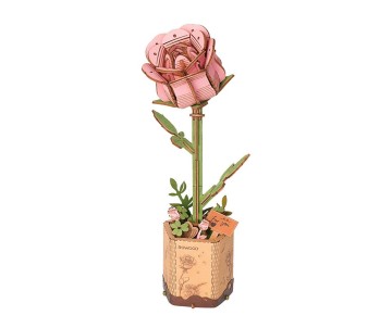 Rowood DIY Pink Rose 3D Wooden Puzzle
