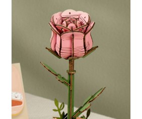 Rowood DIY Pink Rose 3D Wooden Puzzle