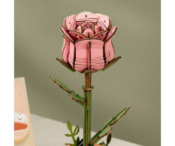 Rowood DIY Pink Rose 3D Wooden Puzzle