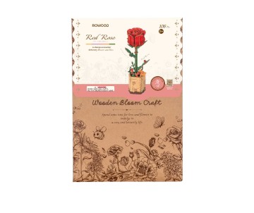 Rowood DIY Red Rose 3D Wooden Puzzle