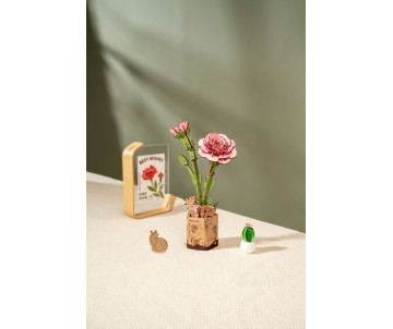 Rowood DIY Pink Carnation 3D Wooden Puzzle