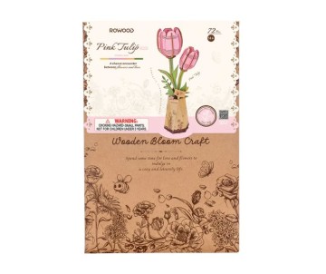 Rowood DIY Pink Tulip 3D Wooden Puzzle