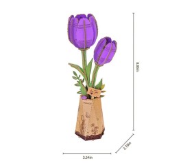 Rowood Purple Tulip 3D Wooden Puzzle