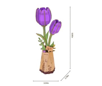 Rowood Purple Tulip 3D Wooden Puzzle