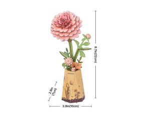 Rowood DIY Pink Dahlia 3D Wooden Puzzle