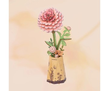 Rowood DIY Pink Dahlia 3D Wooden Puzzle