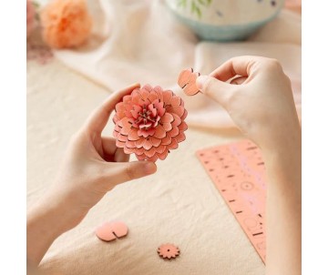 Rowood DIY Pink Dahlia 3D Wooden Puzzle