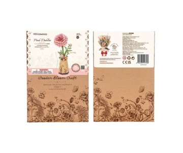 Rowood DIY Pink Dahlia 3D Wooden Puzzle