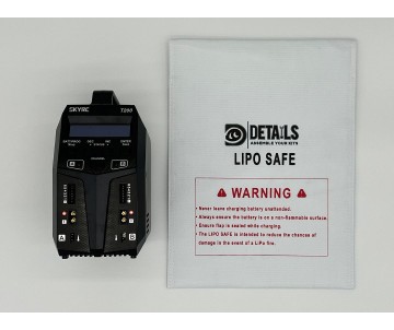 SkyRC T200 Dual Balance Charger / Discharger 100W X 2, 12A - Includes Hobby Details LiPo Safe Bag