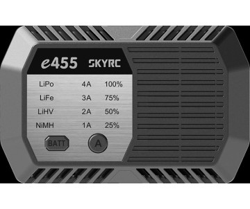 SkyRC e455 Battery Charger, AC Only, 4A, 50W, Embedded XT60 Connector (NO BULLETS)