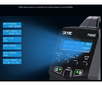 SkyRC T400Q Battery Charger, AC/DC Quad Charger Charge Lead Not Included