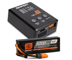 Spektrum Smart Powerstage Surface Bundle: 5000mAh 2S 50C LiPo Battery (IC5) / 100W S100 Charger