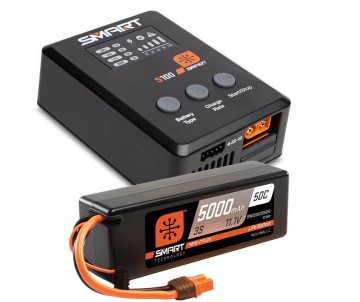 Spektrum Smart Powerstage Surface Bundle: 5000mAh 3S 50C LiPo Battery (IC3) / 100W S100 Charger