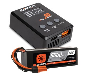 Spektrum Smart Powerstage Surface Bundle: 5000mAh 3S 50C LiPo Battery (IC5) / 100W S100 Charger