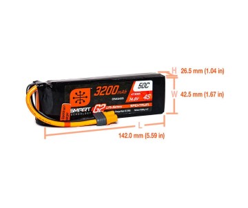 Spektrum 3200mAh 4S 14.8V Smart G2 LiPo 50C; IC3