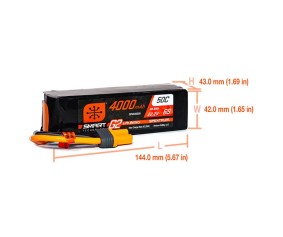 Spektrum 4000mAh 6S 22.2V Smart G2 LiPo 50C; IC5