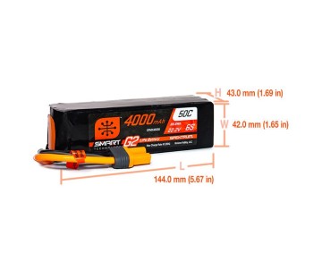 Spektrum 4000mAh 6S 22.2V Smart G2 LiPo 50C; IC5