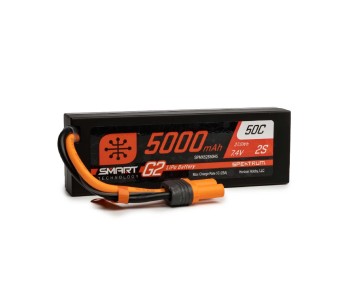 Spektrum 5000mAh 2S 7.4V Smart G2 LiPo 50C Hard Case; IC5