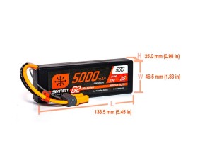 Spektrum 5000mAh 2S 7.4V Smart G2 LiPo 50C Hard Case; IC5