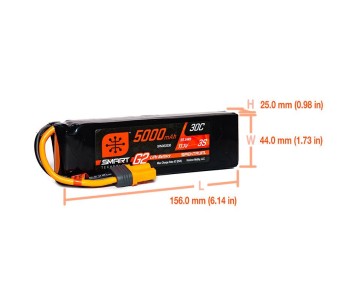 Spektrum 5000mAh 3S 11.1V 30C Smart G2 LiPo IC5