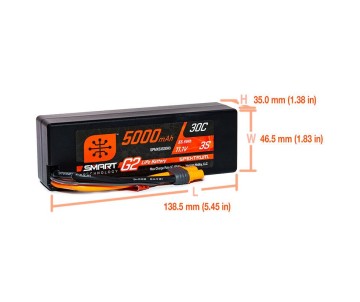 Spektrum 5000mAh 3S 11.1V 30C Smart G2 LiPo IC3 Hardcase