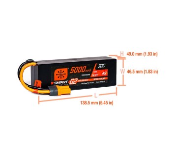 Spektrum 5000mAh 4S 14.8V Smart G2 LiPo 30C Hard Case; IC5