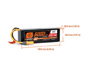 Spektrum 5000mAh 4S 14.8V Smart G2 LiPo 50C Hard Case; IC5
