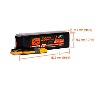 Spektrum 5000mAh 6S 22.2V Smart G2 LiPo 30C; IC5