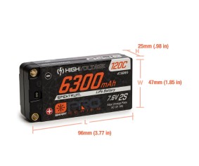 Spektrum 6300mAh 2S 7.6V Smart Pro Race HV LiPo 120C: 5mm