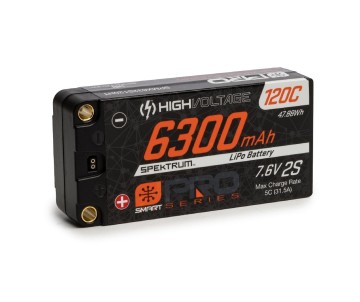 Spektrum 6300mAh 2S 7.6V Smart Pro Race HV LiPo 120C: 5mm