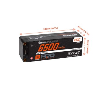Spektrum 6500mAh 4S 15.2V Smart Pro Race HV LiPo 120C: 5mm