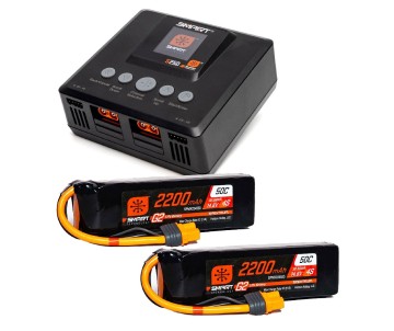 Spektrum Smart Powerstage 4S Air Bundle: (2) G2 2200mAh 4S 50C LiPo IC3 & S250 Charger
