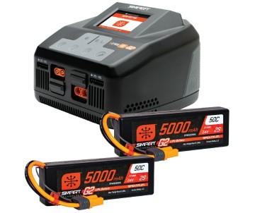 Spektrum Smart Powerstage 4S Surface Bundle: (2) G2 5000mAh 2S LiPo IC5 & S2100 Charger