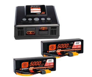Spektrum Smart Powerstage 8S Surface Bundle:  (2) G2 5000mAh 4S LiPo IC5 & S250 Charger