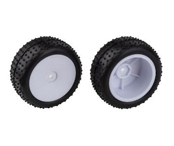 Team Associated Reflex 14 Mini Pin Tires, Wide Wheels Mounted - White (2)