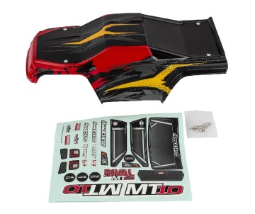 Team Associated RIVAL MT10 Body V2, Red/Yellow