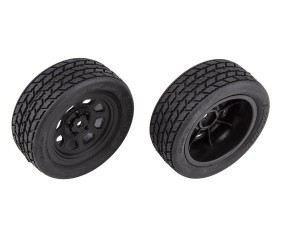 Team Associated SR10 Front Wheels with Street Stock Tires, mounted