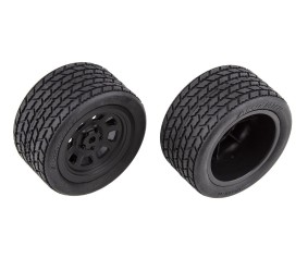 Team Associated SR10 Rear Wheels with Street Stock Tires, mounted