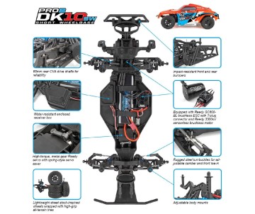 Team Associated Pro2 DK10SW Dakar Buggy RTR, Orange/Blue